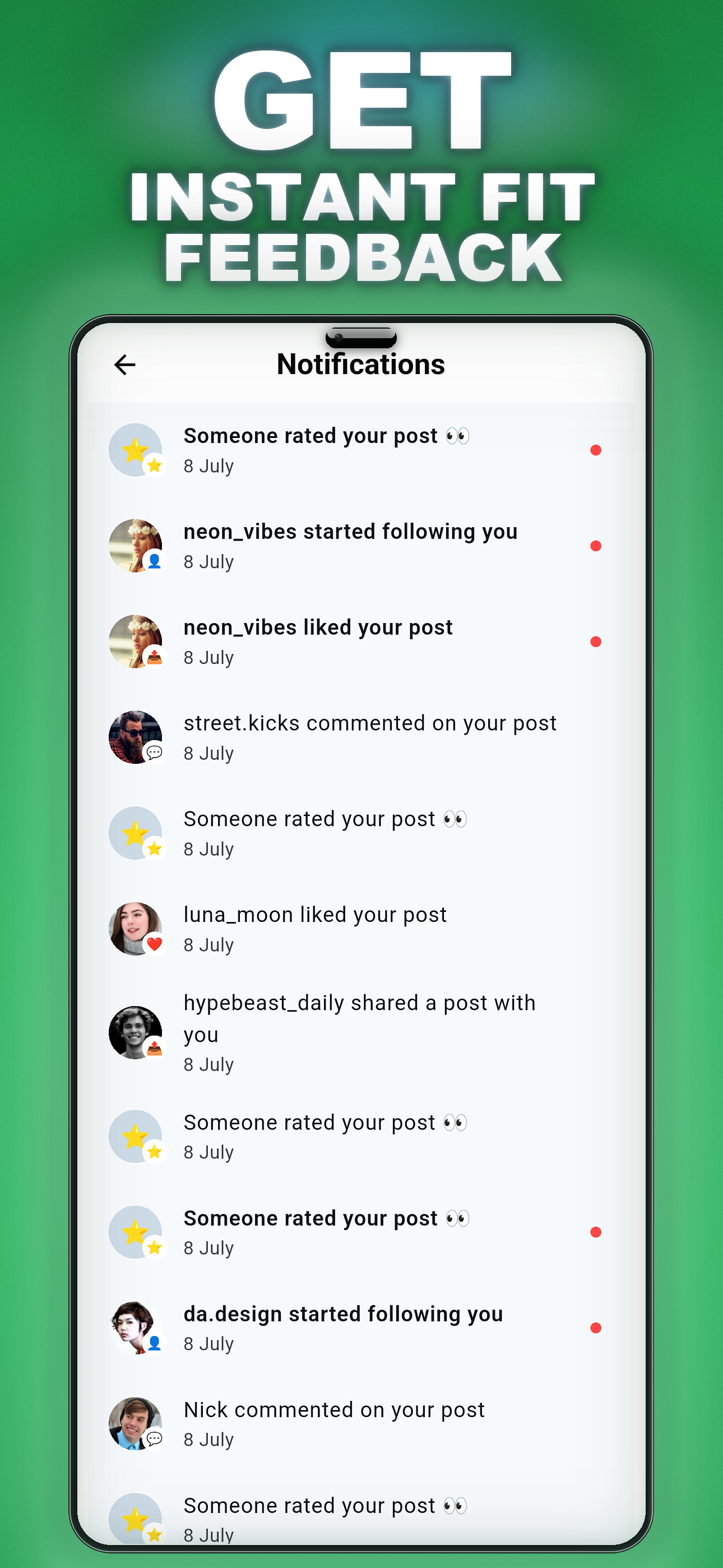 Real-time outfit notifications