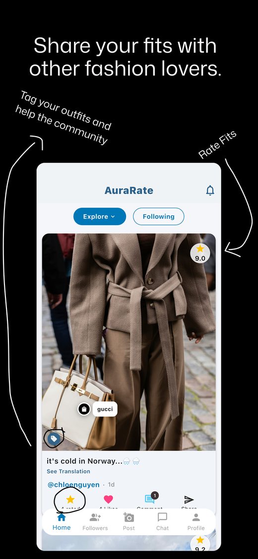 AuraRate home feed. See who's dripping today