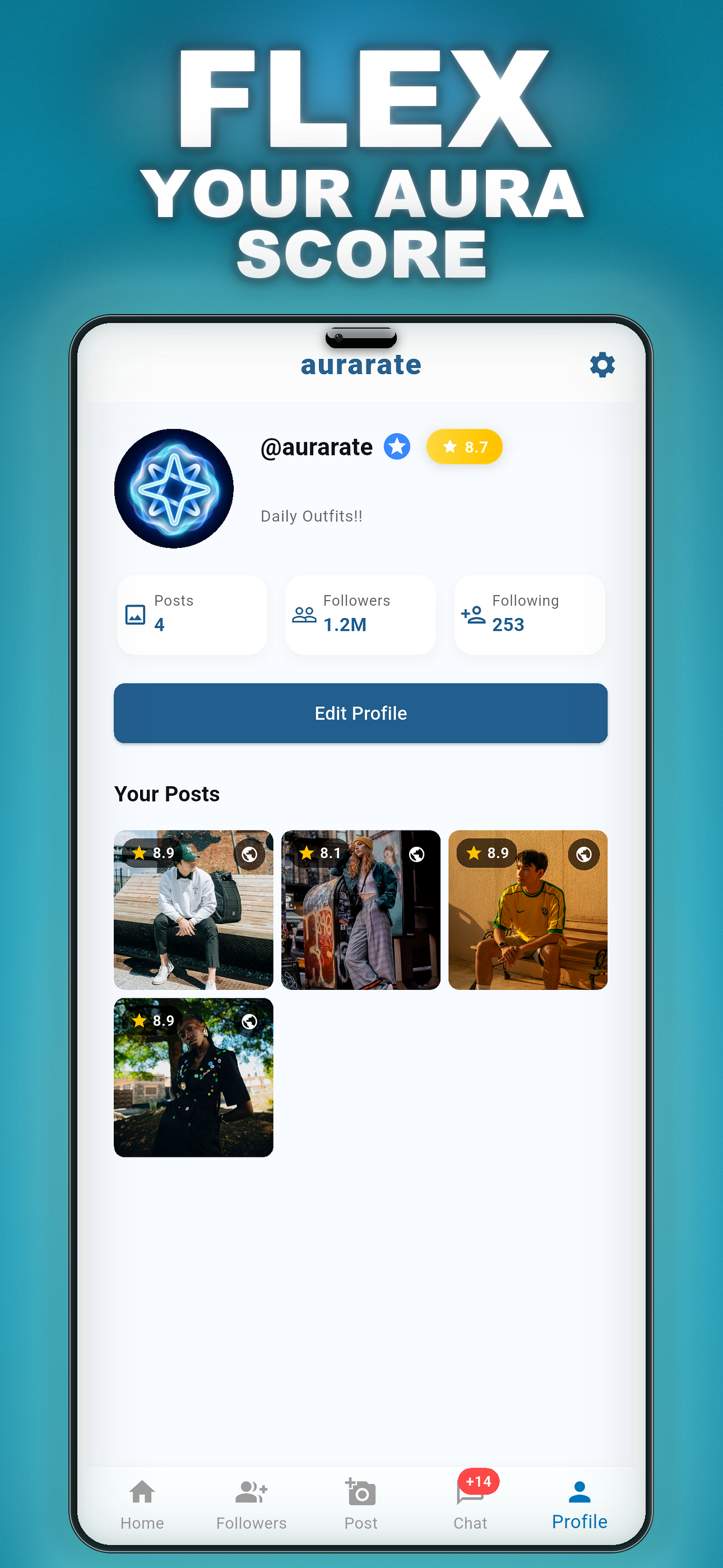Aura profile screen